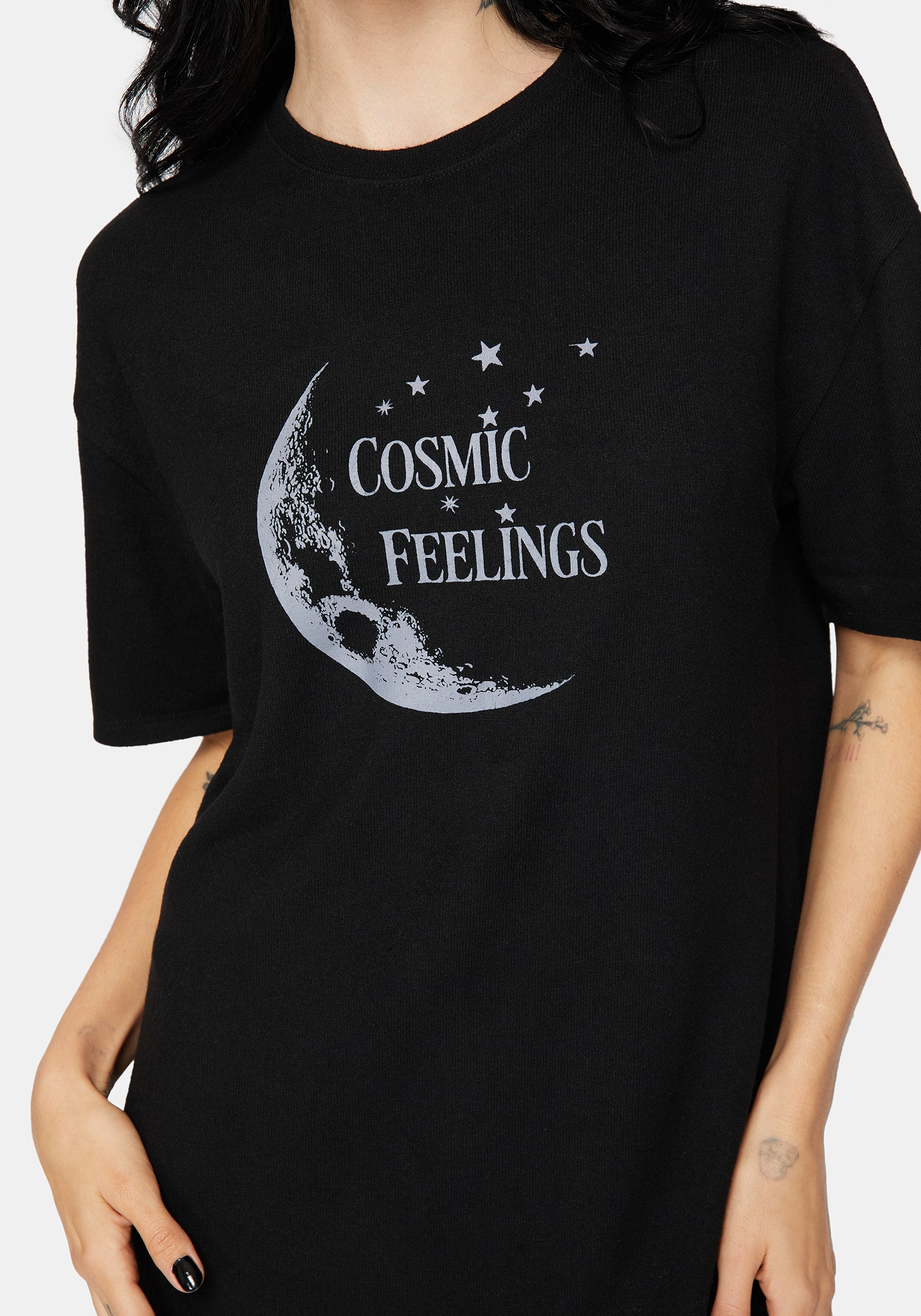 ØMI NFINITY MOON Replica LS Tee Cosmic Moon Graphic Print Mini Pyjama Tee Dress – Disturbia