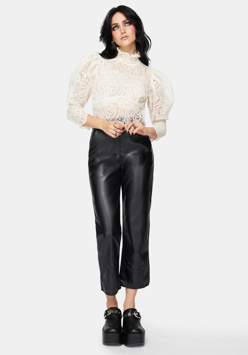 Lyra Lace Ruched High Neck Blouse