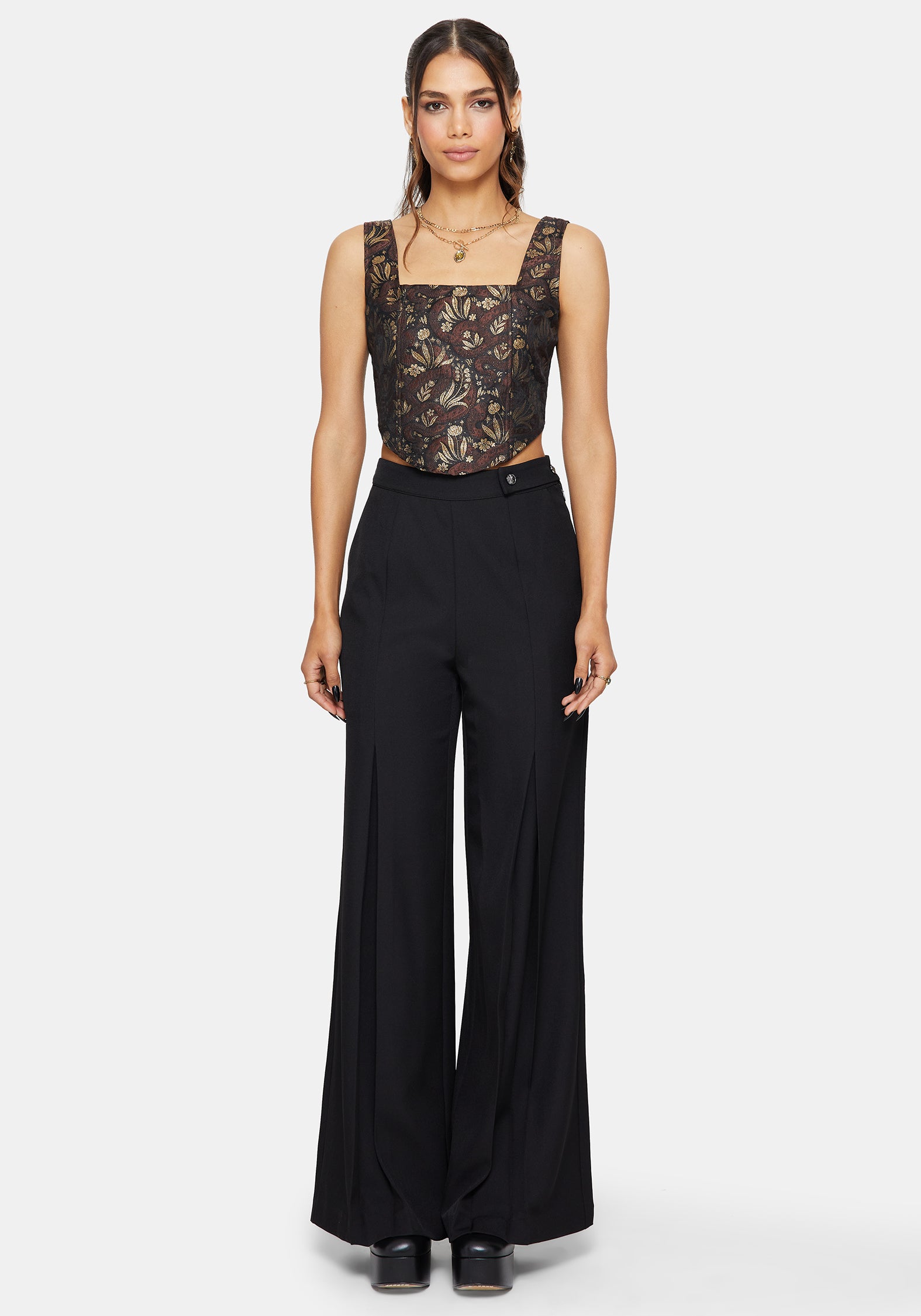 Rena Snake Jacquard Corset Top - Brown – Disturbia