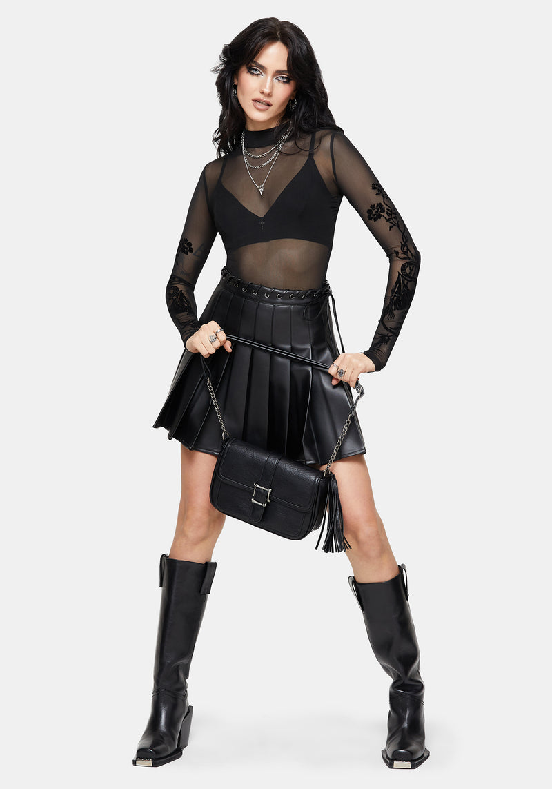 Elara Flocked Mesh Long Sleeved Bodysuit