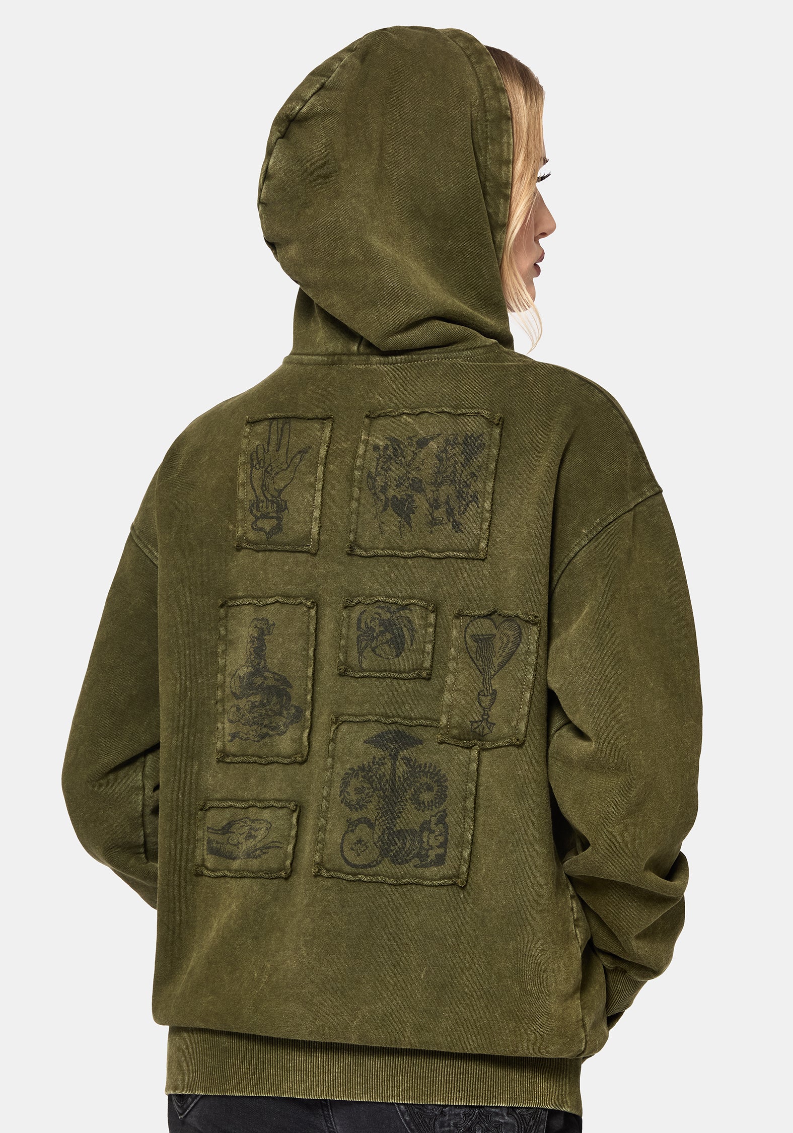 Sira Oversized Applique Patch Hoodie