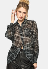 Rhoswen Snake Check Cross Over Long Sleeved Shirt UK 10