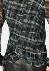 Rhoswen Snake Check Cross Over Long Sleeved Shirt UK 10