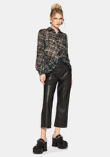 Rhoswen Snake Check Cross Over Long Sleeved Shirt UK 10