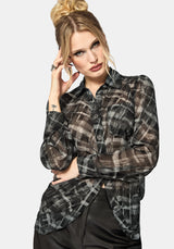 Rhoswen Snake Check Cross Over Long Sleeved Shirt UK 10