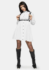 Arde Pintuck Mini Shirt Dress