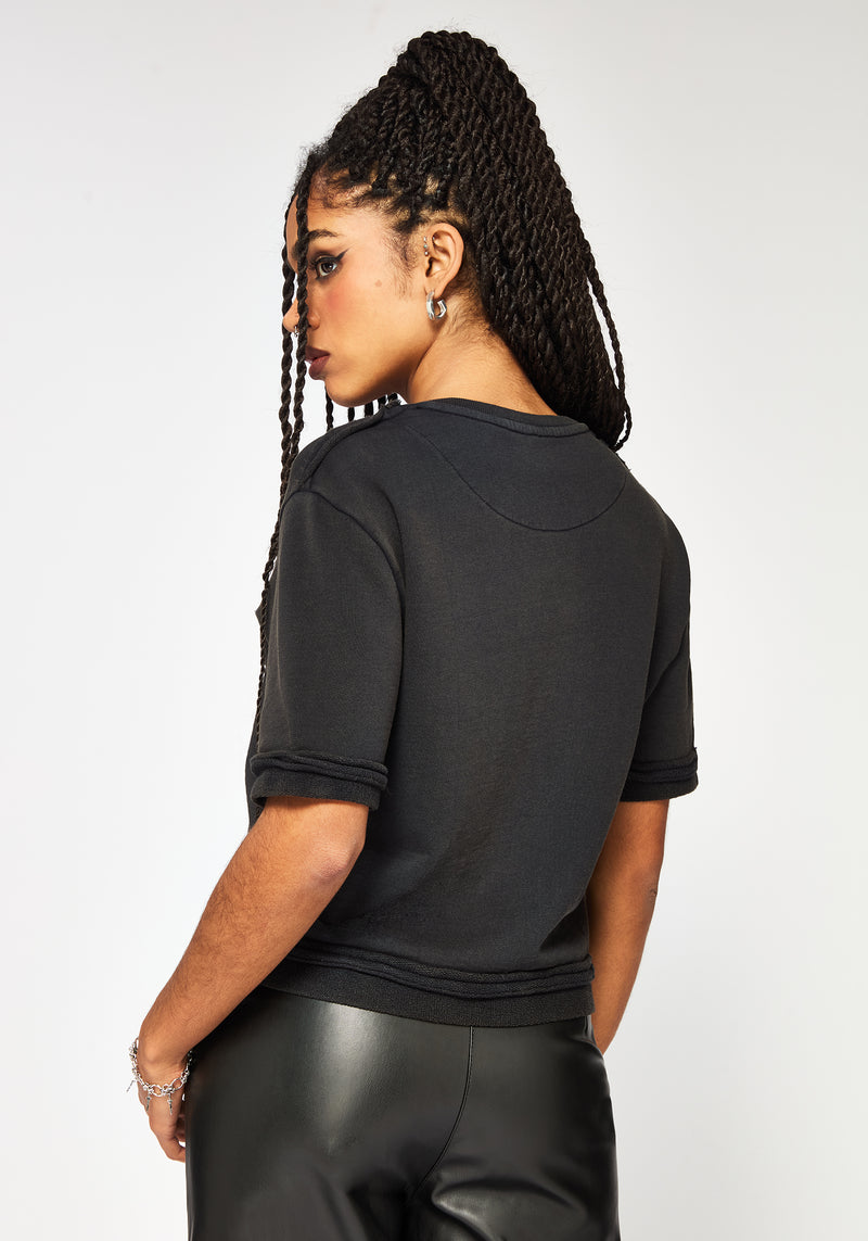 Irla Embroidered Short Sleeve Button Down Sweat