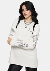 Fenrys Medieval Map Long Sleeved Cream T-Shirt