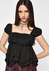Mirelle Textured Sweetheart Hanky Hem Top