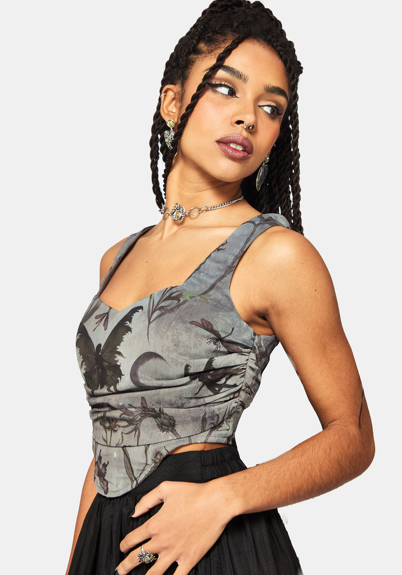 Gloriana Ruched Printed Corset Top