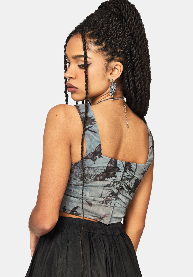 Gloriana Ruched Printed Corset Top