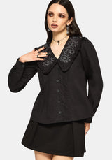 Alira Bug Embroidered Collar Long Sleeved Blouse
