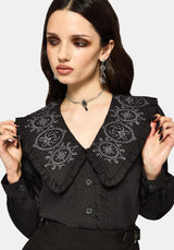 Alira Bug Embroidered Collar Long Sleeved Blouse