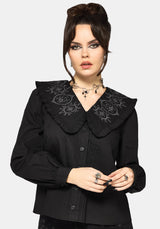 Alira Bug Embroidered Collar Long Sleeved Blouse