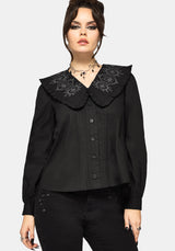 Alira Bug Embroidered Collar Long Sleeved Blouse