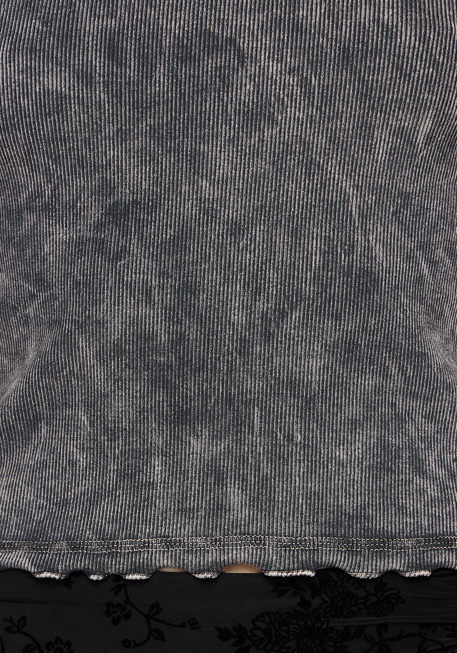Stori Ribbed Short Sleeve T-Shirt - Black