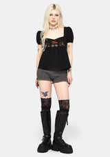 Genevra Embroidered Babydoll Top UK 6