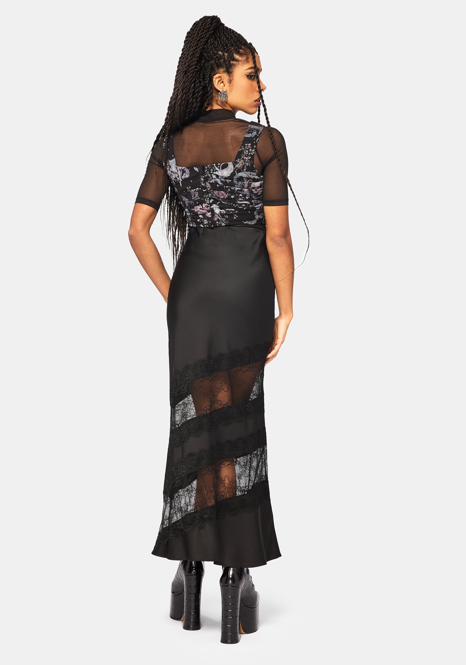 Merunicorn Enchanted Forest Print Ruched Corset Top