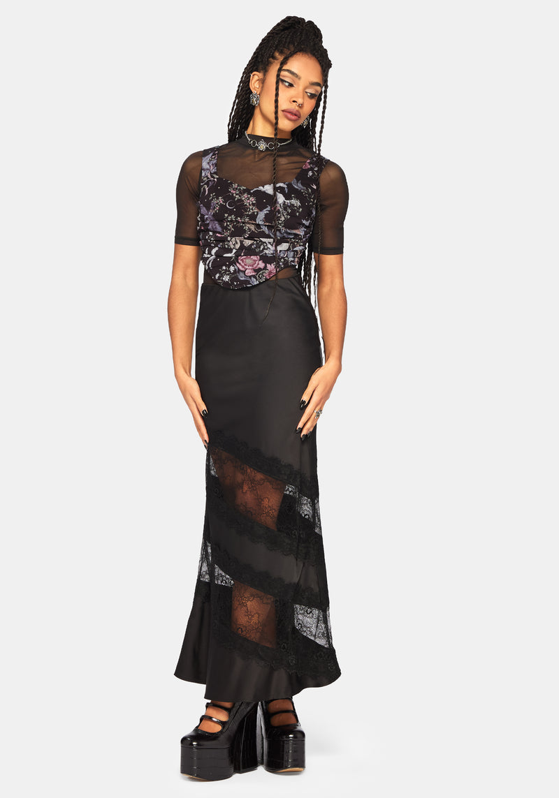 Merunicorn Enchanted Forest Print Ruched Corset Top