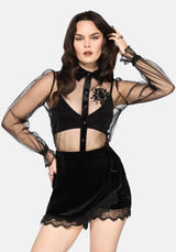 Fen Bug Embroidery Organza Sheer Shirt