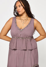 Solis Skull Embroidered Linen Babydoll Cami