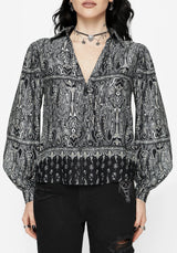 Zelira Paisley Print Open Collar Shirt