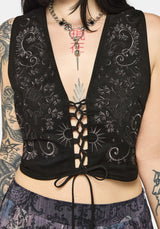 Thorn Bloom Embellished Suede Waistcoat