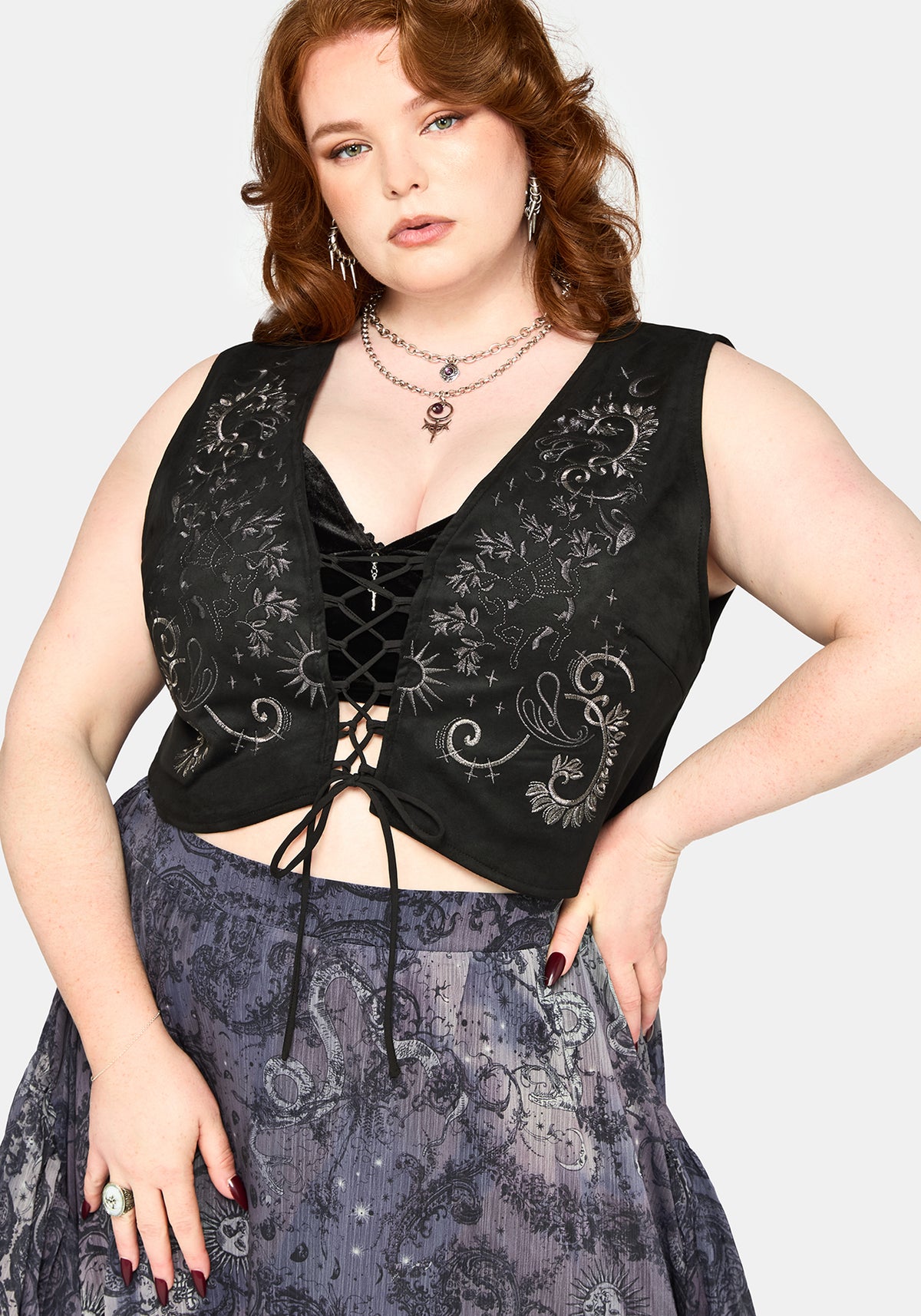 Thorn Bloom Embellished Suede Waistcoat