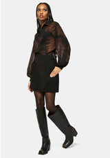 Ruin Fern Print Chiffon Shirt