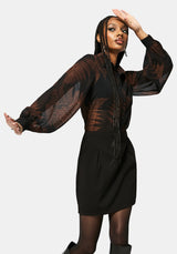 Ruin Fern Print Chiffon Shirt