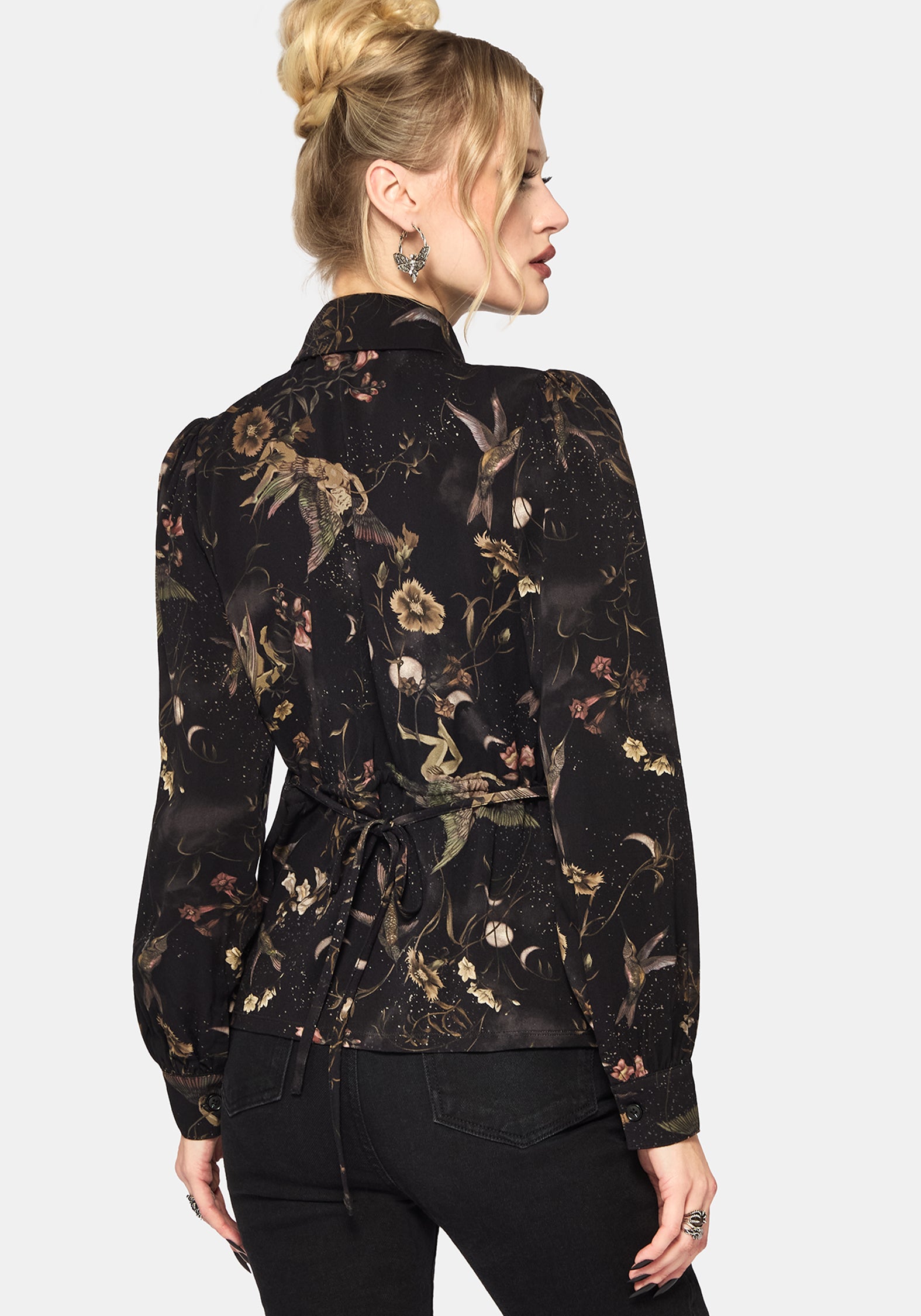 Harpyiai Print Tie Up Shirt