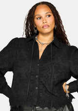 Lila Scallop Lace Open Collar Shirt