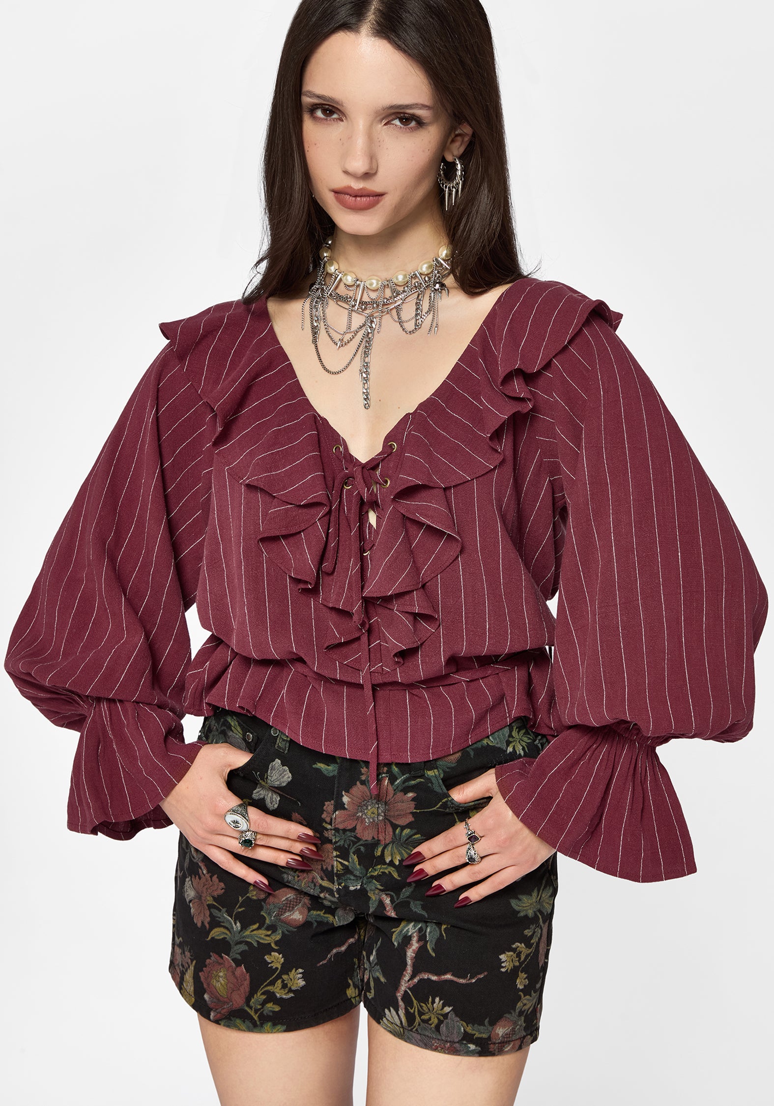 Rue Stripe Voile Pirate Blouse