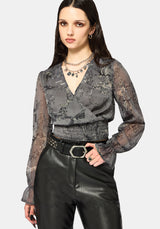 Merunicorn Enchanted Forest Grey Chiffon Wrap Top