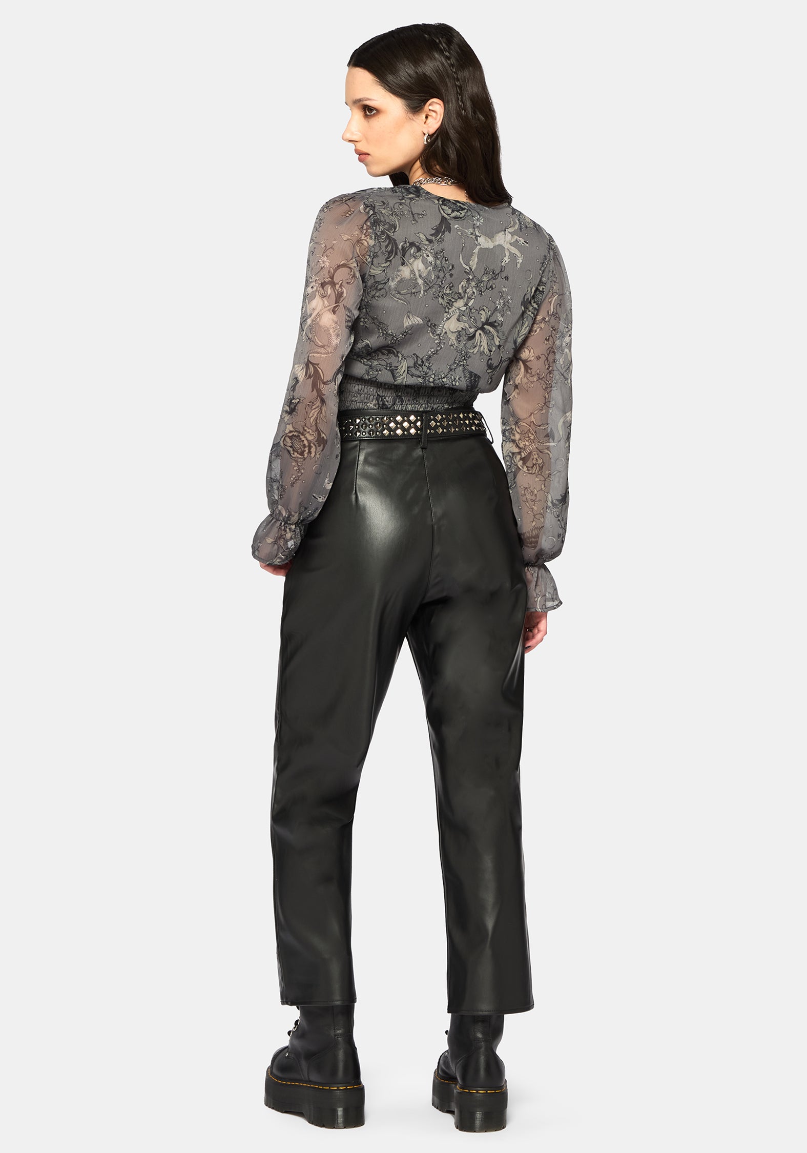 Merunicorn Enchanted Forest Grey Chiffon Wrap Top