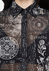 Trinity Moon Print Chiffon Shirt