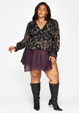 Dionaea Flytrap Print Ruched Button Down Top