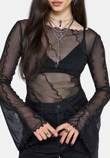 Erika Long Sleeve Seamed Mesh Top