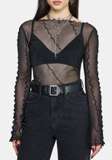 Erika Long Sleeve Seamed Mesh Top