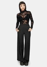 Cimora Dandelion Flock Mesh Long Sleeve Top