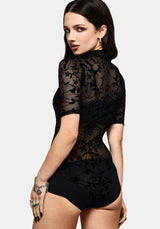 Deadly Nightshade Flocked Mesh Bodysuit