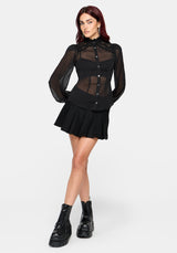Zia Chiffon Sheer Lace Trim Shirt