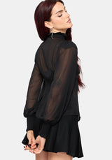 Zia Chiffon Sheer Lace Trim Shirt