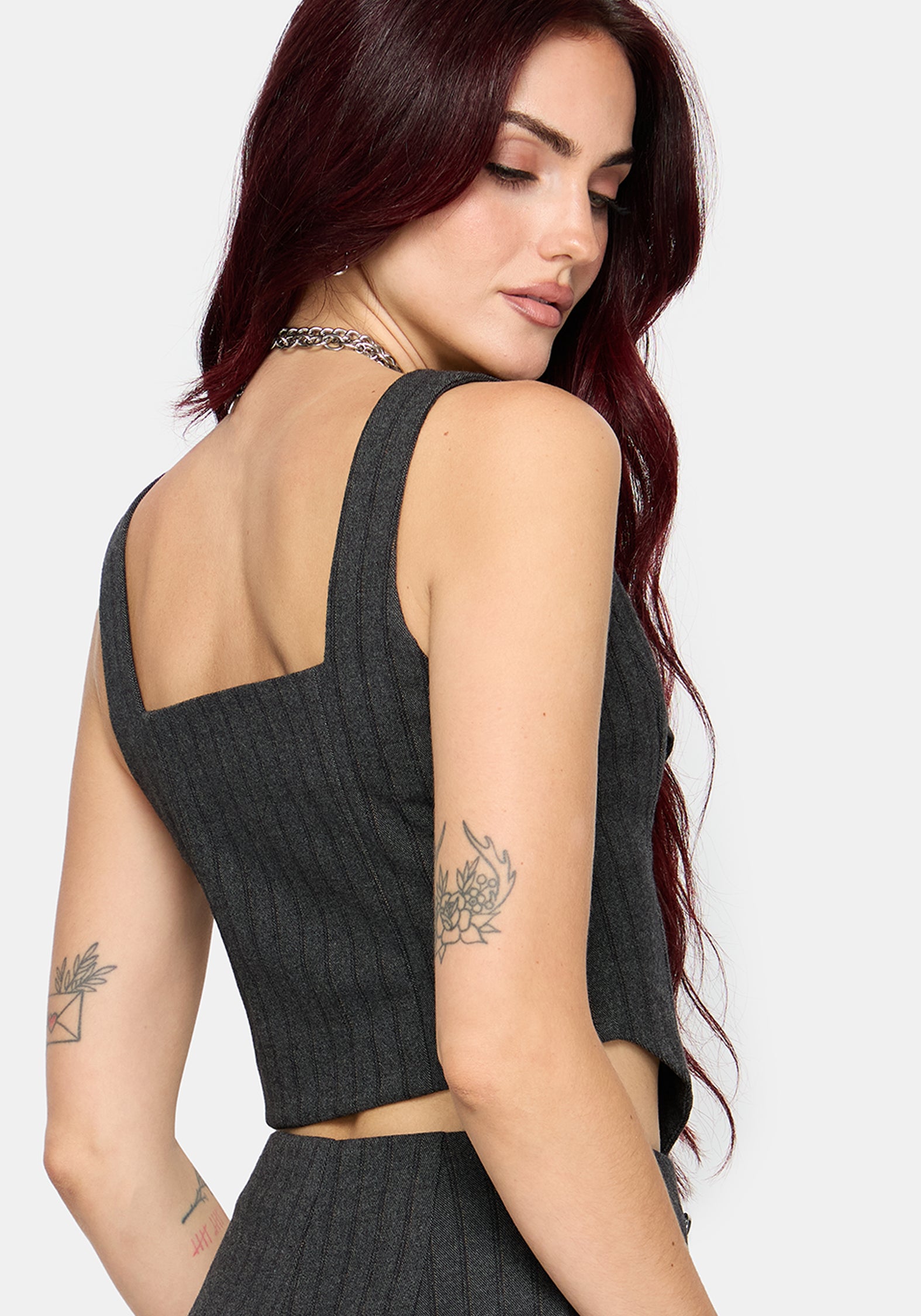 Blair Pinstripe Lace Insert Stripe Corset