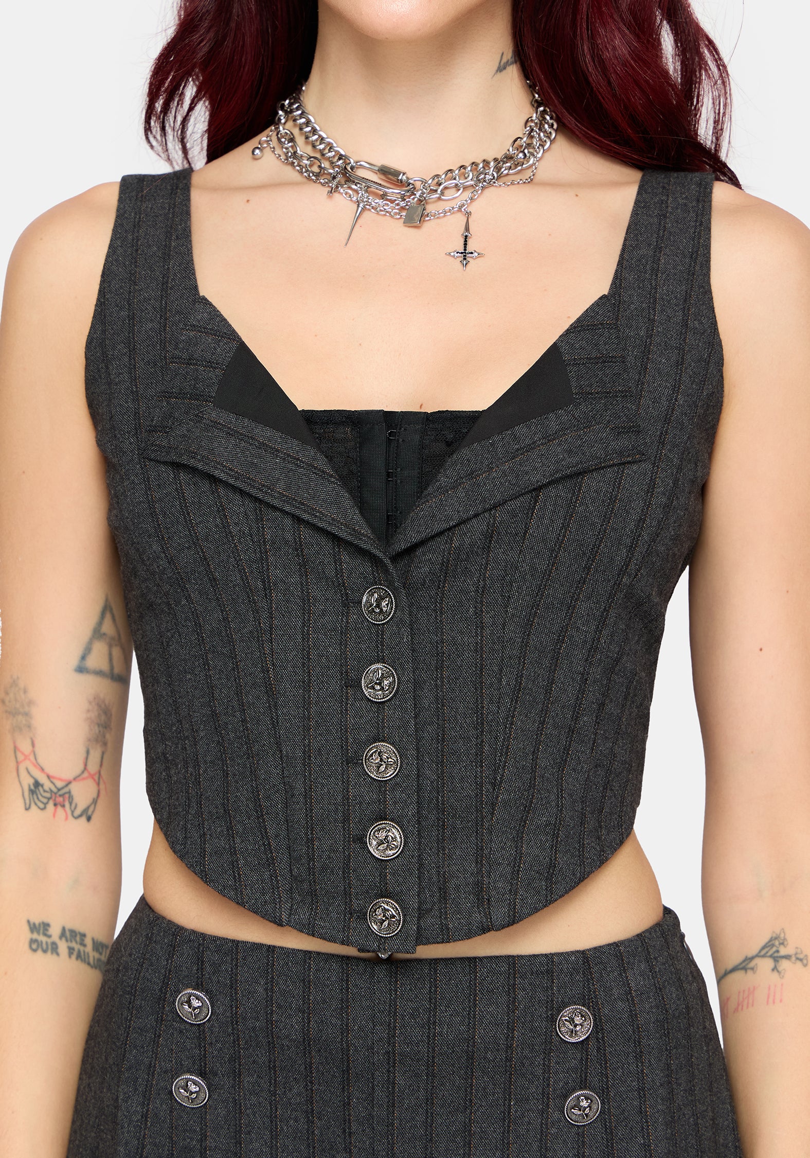 Blair Pinstripe Lace Insert Stripe Corset