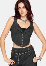 Blair Pinstripe Lace Insert Stripe Corset