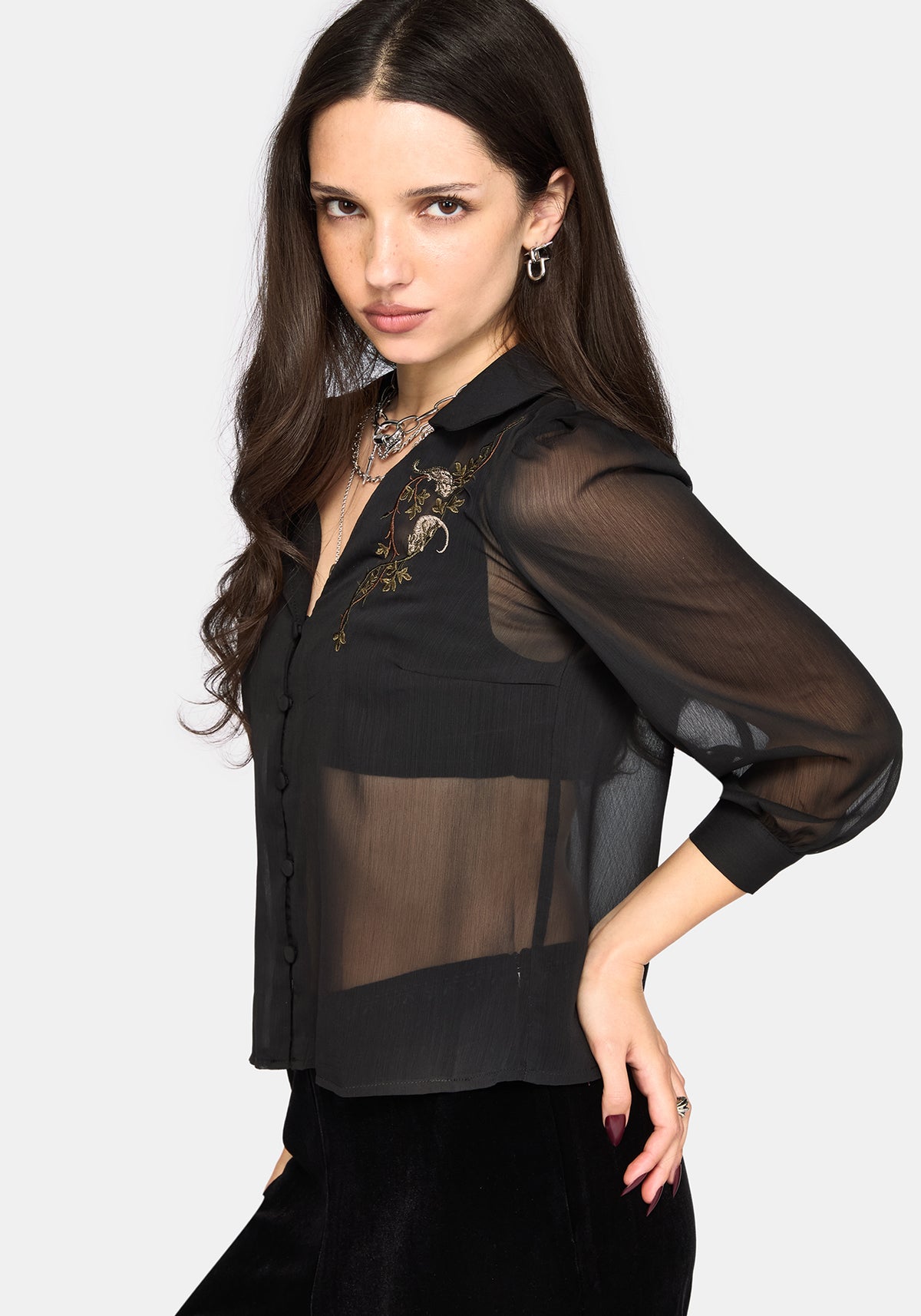 Rasque Embroidered Chiffon Shirt