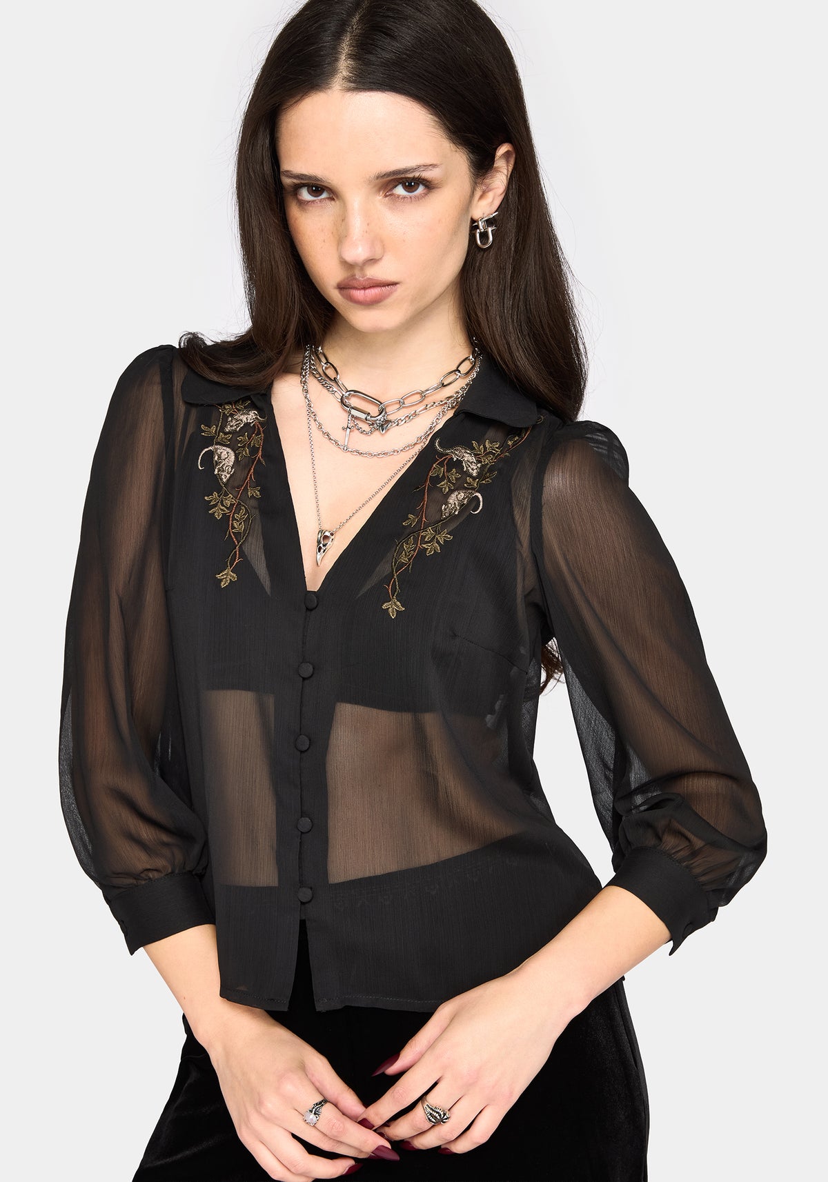 Rasque Embroidered Chiffon Shirt