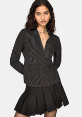 Inès Pinstripe Hook & Eye Shirt
