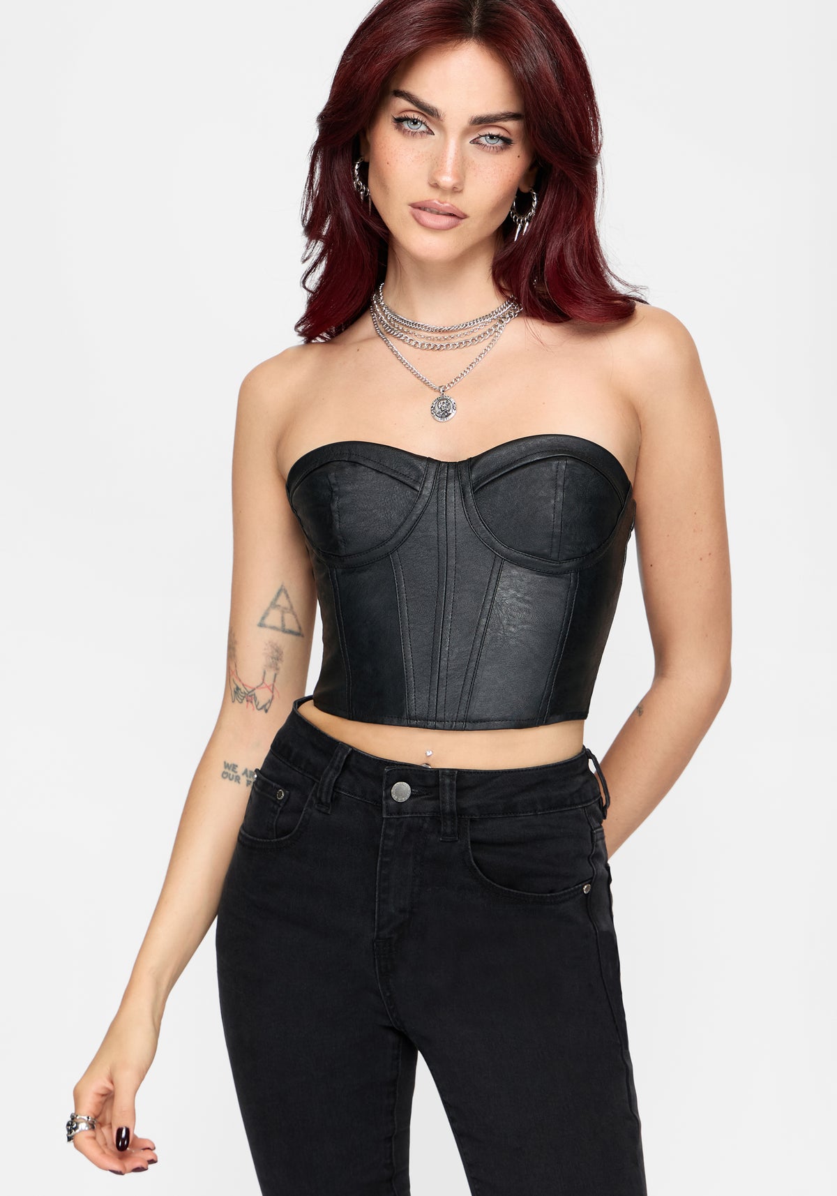 Hana PU Strapless Corset Top